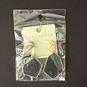Influence Black and Gold Geometric Drop Earrings